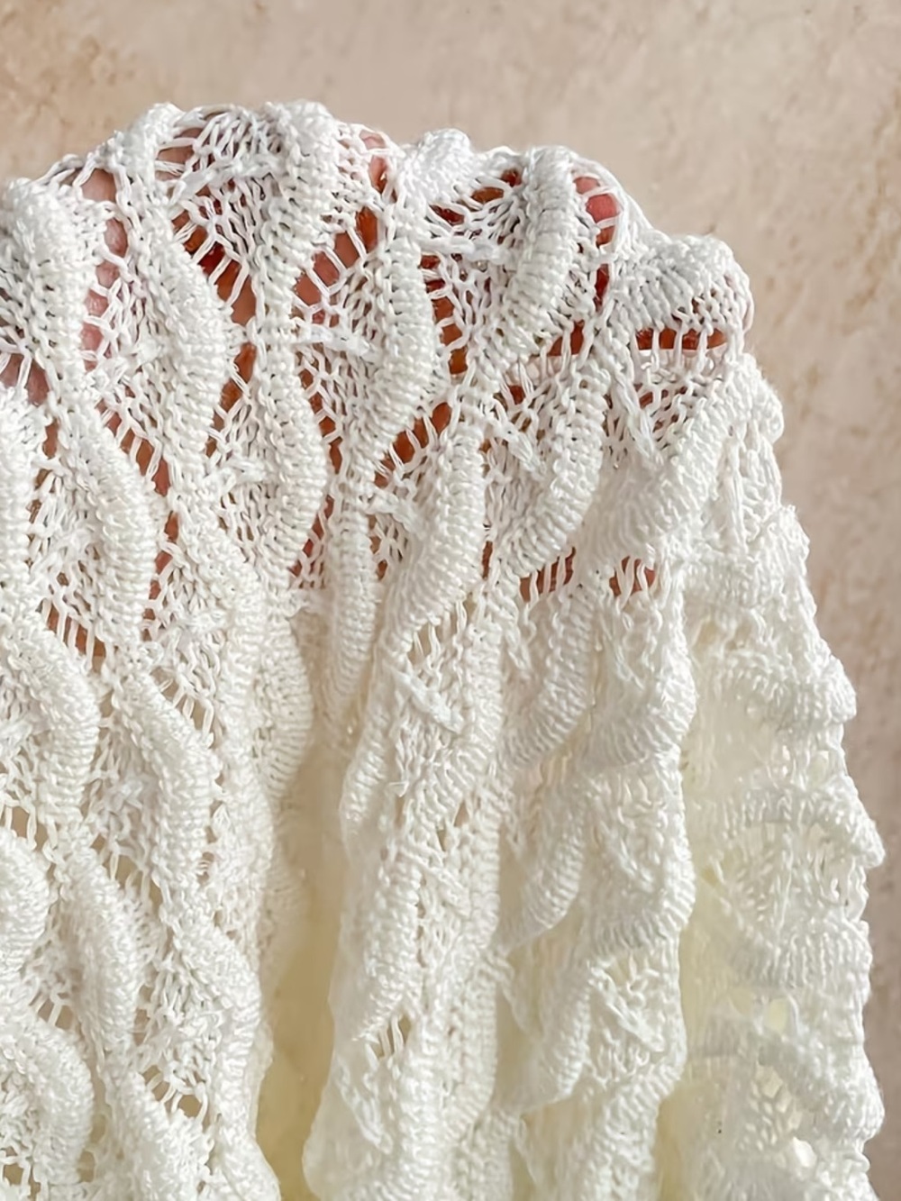 Affordable Fashion Finds Cream Fringe Halter Crochet Mini Dress - Picture 5 of 5